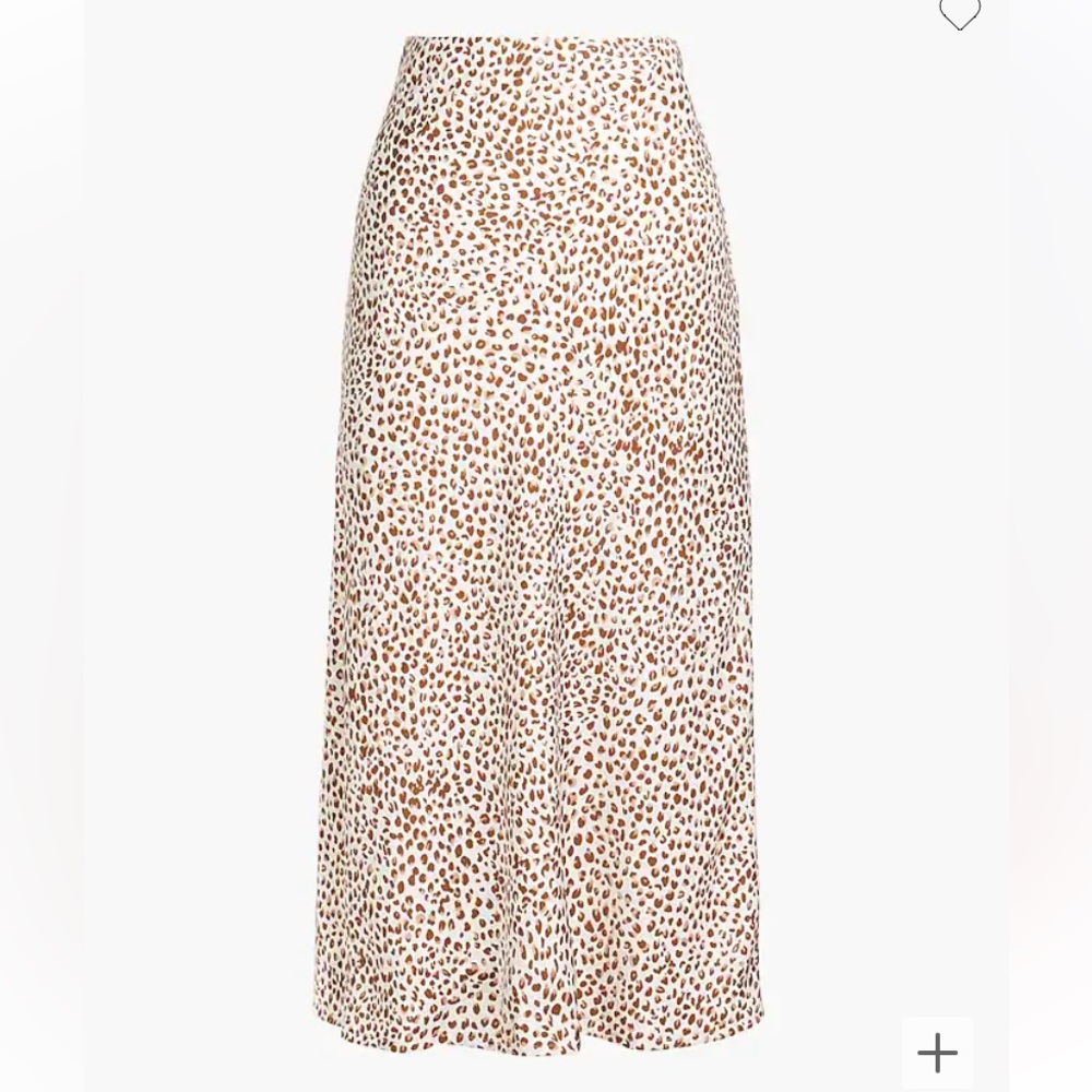 J. Crew Leopard Print Midi Slip Skirt in White and Brown